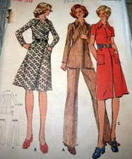 LOVELY VTG 1970s DRESS TOP PANTS BUTTERICK Sewing Pattern 16/38 FF