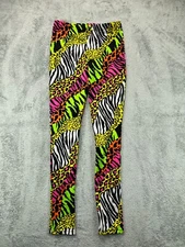 Urban Groove Leggings Skinny Juniors Small Black Neon Animal Stripe Print