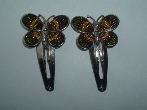 VINTAGE BUTTERFLY METAL HAIR BARRETTES UP DO HAIR ACCESSORY - Picture 1 of 2