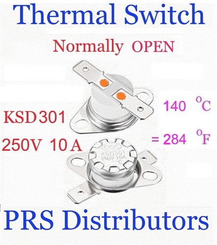 Interruptor de temperatura termostato KSD301 10A 250V 140°C 284°F interruptor de control térmico - Imagen 3 de 3