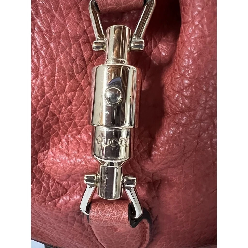 Gucci Womens Jackie Hobo Handbag Orange Calfskin Leather Piston Lock Tassel M - Image 4 of 4