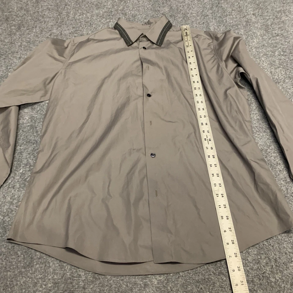 Camisa de vestir Hermes de lana con botones para hombre talla 43/17 manga larga guc Foto 4 de 4