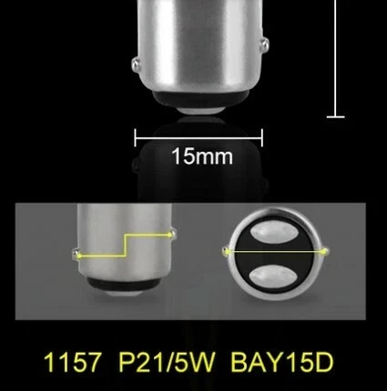 Ampoules LED P21/5W BAY15D Rouge Lampe 9 SMD Veilleuses pour Freins stop - Photo 2/3