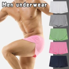 Men Low Rise Boxer Shorts Sports Breathable Pants Soft Underwear Swimming Trunks