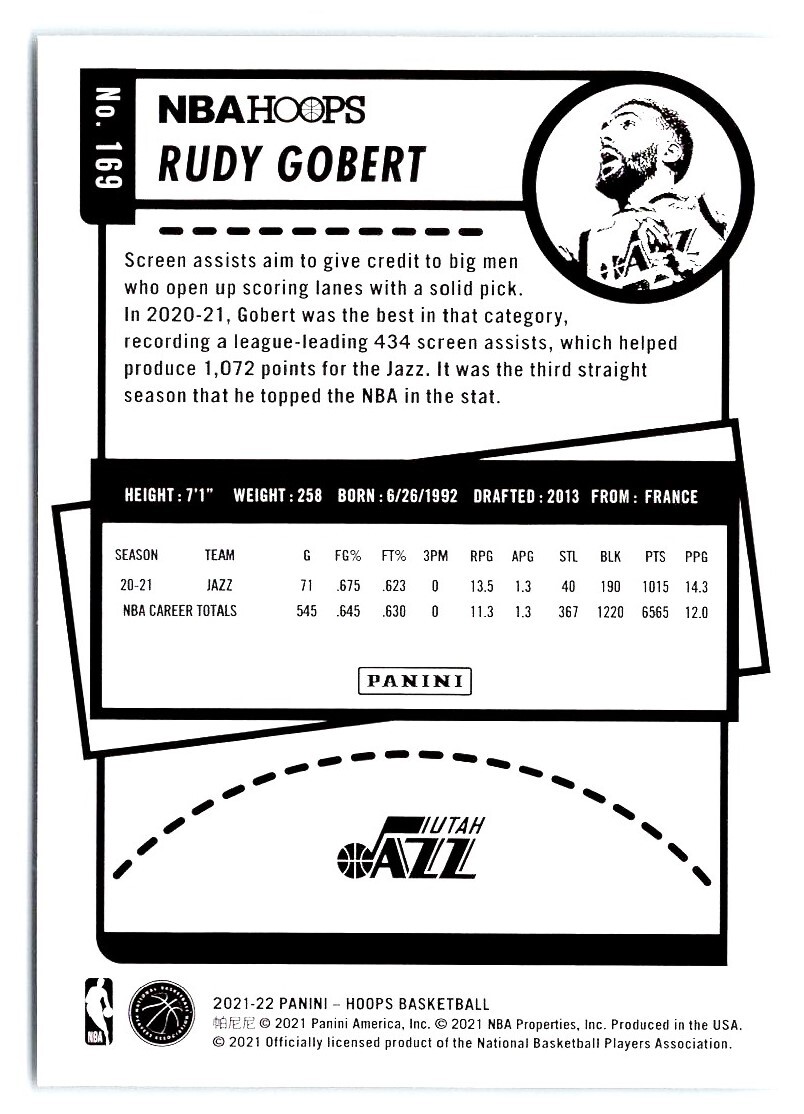 RUDY GOBERT 2021-22 HOOPS WINTER #169 UTAH JAZZ | eBay