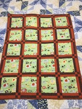 Handmade Patchwork Baby Quilt Zoo Animals Elephant Giraffes 38" X 31"