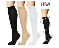 High Socks Support Stockings Varicose Veins Edema Flight Travel Knee Compression