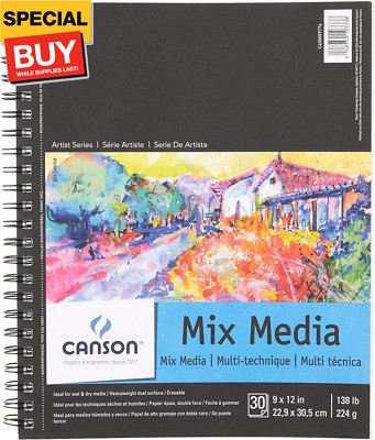 Artist Series Mixed Media Paper, Wirebound Pad, 9x12 inches, 30 Sheets (138lb/22