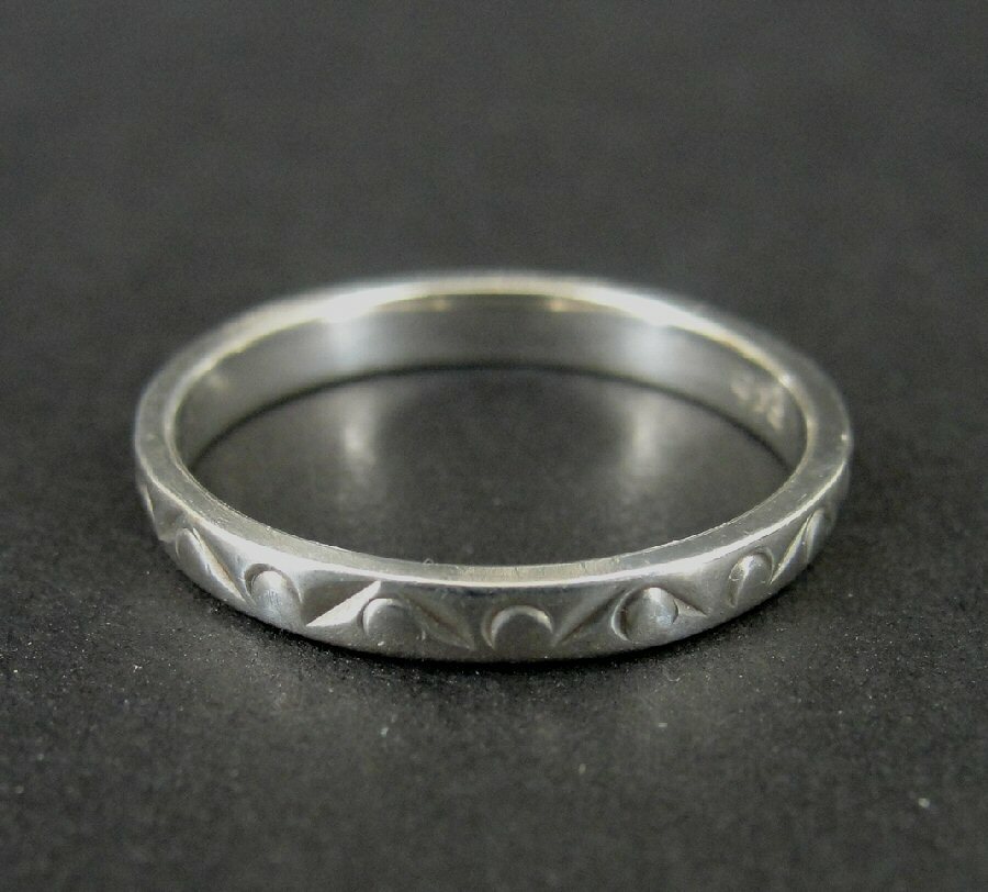 Ring Silver Band with Design Stackable Sterling 9… - image 2