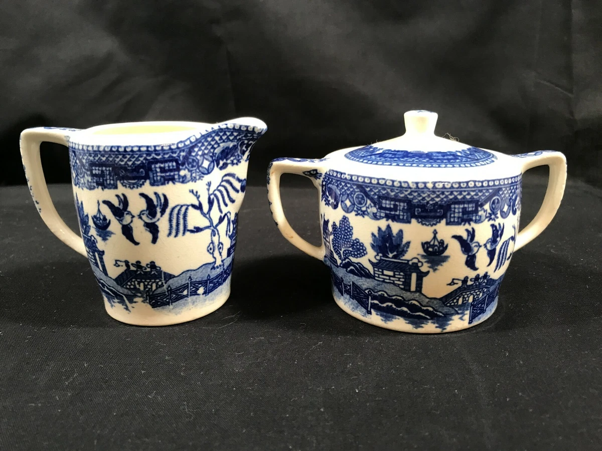 Blue willow sugar and creamer cheap