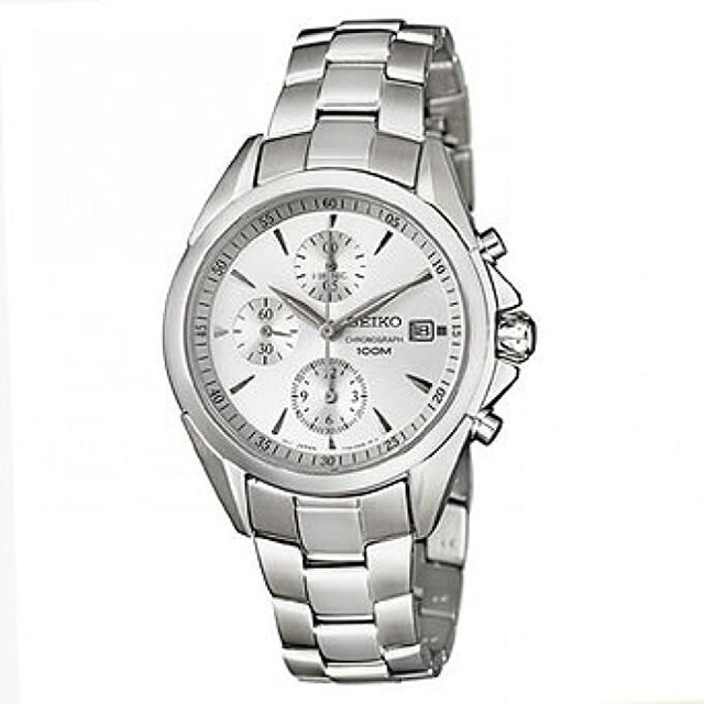 seiko chronograph 100m white face