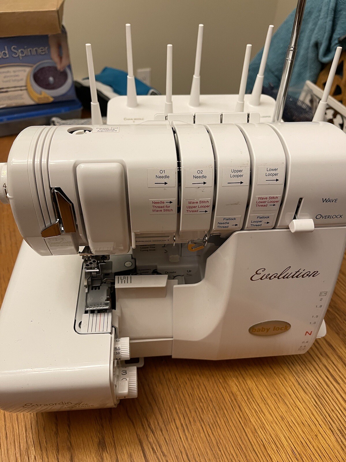 Baby Lock Evolution Serger Model BLE8W2; 8 thread, Serger, Cover