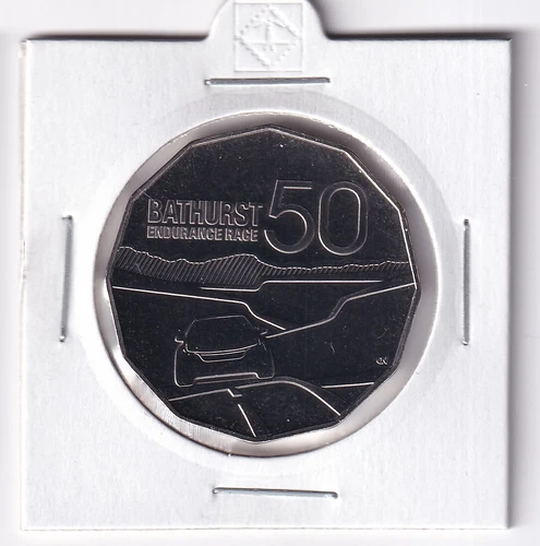 AUSTRALIAN: 2013 50 CENT 50 YEARS OF BATHURST COIN IN 2X2 HOLDER #5371