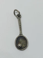 Vintage Sterling Silver 925 Tennis Racket Charm Or Pendant
