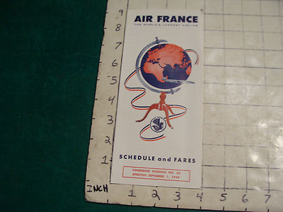 Vintage brochure: AIR FRANCE schedule & fares,1959,  VERY CLEAN