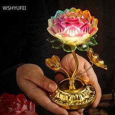 Colorful Lotus Lamp Household Plug-in Lamp Buddha Hall Worship Buddhist Supplie