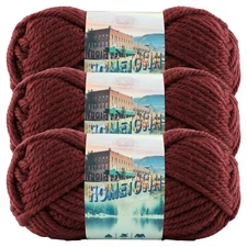 (3 Pack) Lion Brand Yarn 135-189E Hometown Bulky Yarn, Napa Valley Pinot