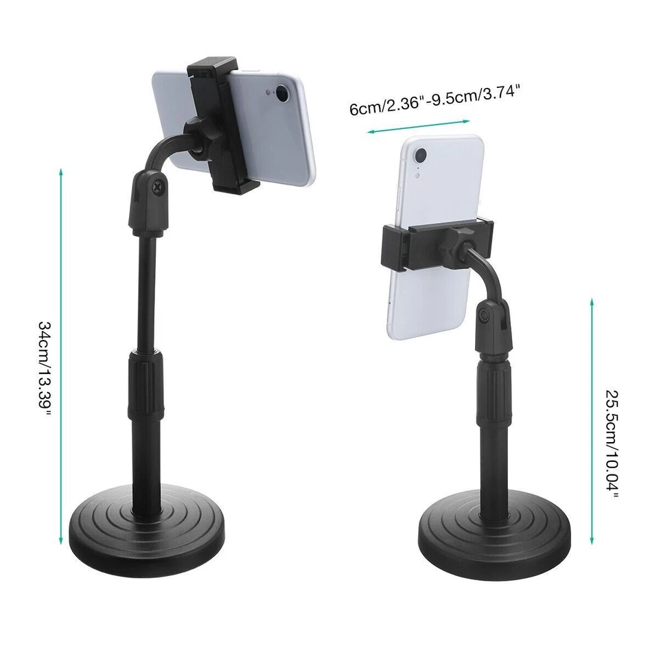Portable Cell Phone Tripod Stand Adjustable Desktop Holder Selfie Stick Mount - Image 3 of 4