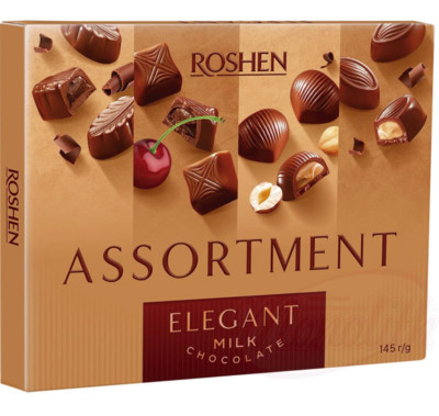 Roshen  Assortment Elegant schachtel Pralinen| aus Milchschokoladenkonfekt 145 g