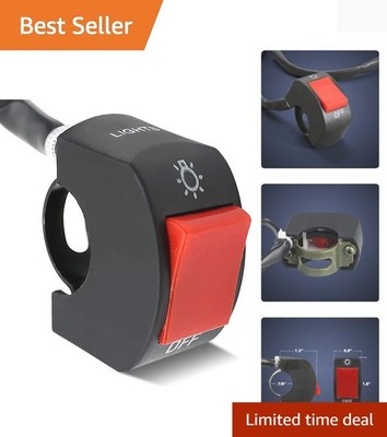 Waterproof Handlebar Switch for Motorcycles - Easy Install Red Push Button