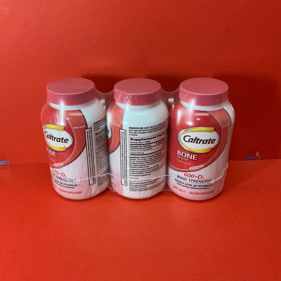 Paquete de 3 Caltrate Bone Health 600 + D3 Bone Strength Calcio 200ct (07/2026) Foto 2 de 3
