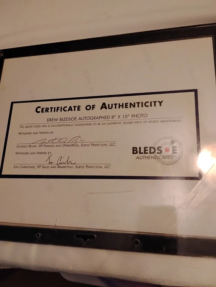 Firmado por DREW BLEDSOE | PATRIOTS 8x10 | Con Autenticación Foto 3 de 3