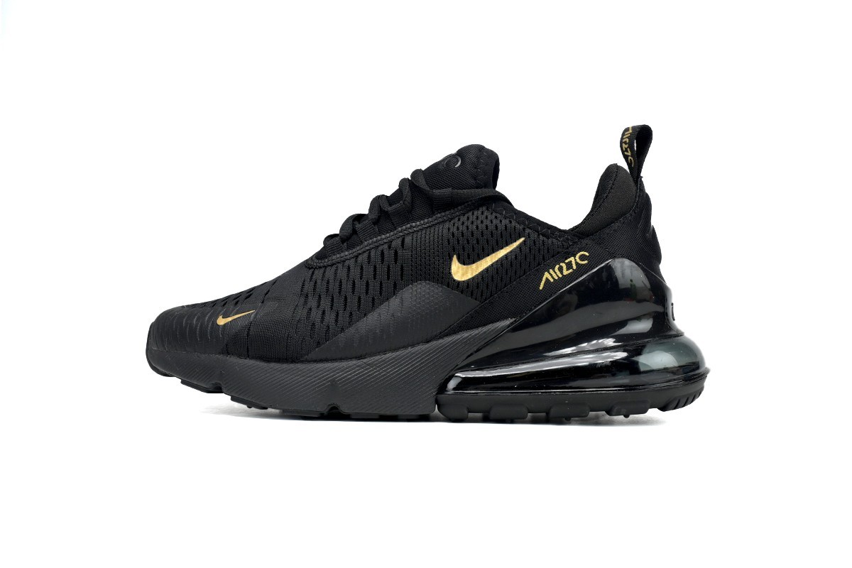 S+ Nike Air Max 270 Black Gold Men's Back Foot Air Cushioned Shoes