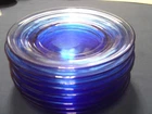 lot of 9 VINTAGE  Hazel Atlas Cobalt Blue Moderntone Depression Glass 6.75"
