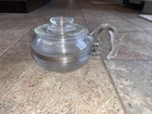 Vintage Pyrex 8446-B 6 Cup Coffee Teapot Glass & Stainless Flameware Blue Tint