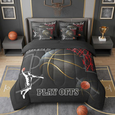 7-Piece Basketball Court Comforter Set for Boys - Sports Theme Bedding Set