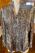 CHICOS WOMENS LEOPARD BLAZER JACKET CHICOS Stand Up Collar sz 1 stretch zip