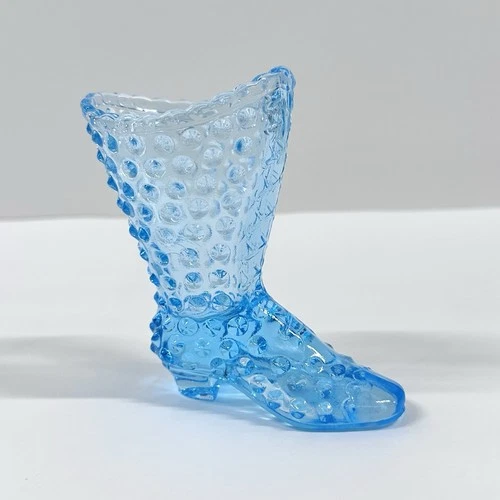 Fenton Blue Hobnail Glass Boot Shoe Vase | Vintage Opalescent 4” Collectible