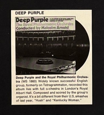 Deep Purple And The Royal Philharmonic Orchestra 1970 Small Promo Article Ad