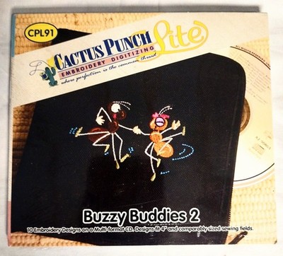 Cactus Punch Lite Buzzy Buddies 2  Embroidery Designs MultiFormat CD 10 Designs 