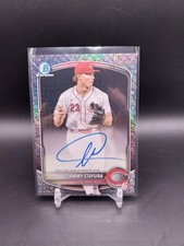 2025 Bowman Chrome Sammy Stafura Steel Metal Mojo Auto /100 Cincinnati Reds A33