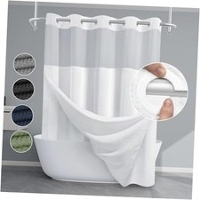 No Hook Shower Curtain with Snap in Liner,230GSM 71"W x 74"L Pack of 1 White
