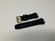 NOS Swiss Legend Black Rubber Strap with brushed Rose Gold buckle 22mm