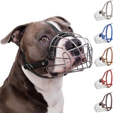 BRONZEDOG Pitbull Dog Muzzle Breathable Metal Basket for one size, Black