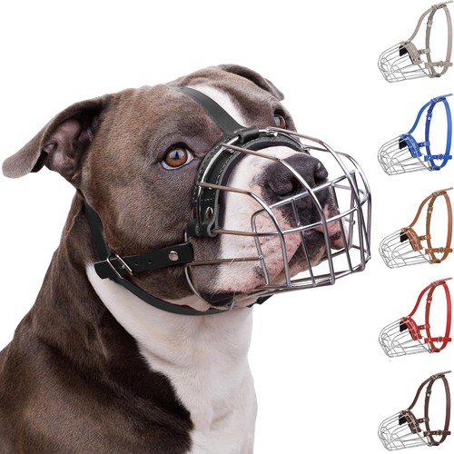 BRONZEDOG Pitbull Dog Muzzle Breathable Metal Basket for one size, Black  - Bild 1 von 7