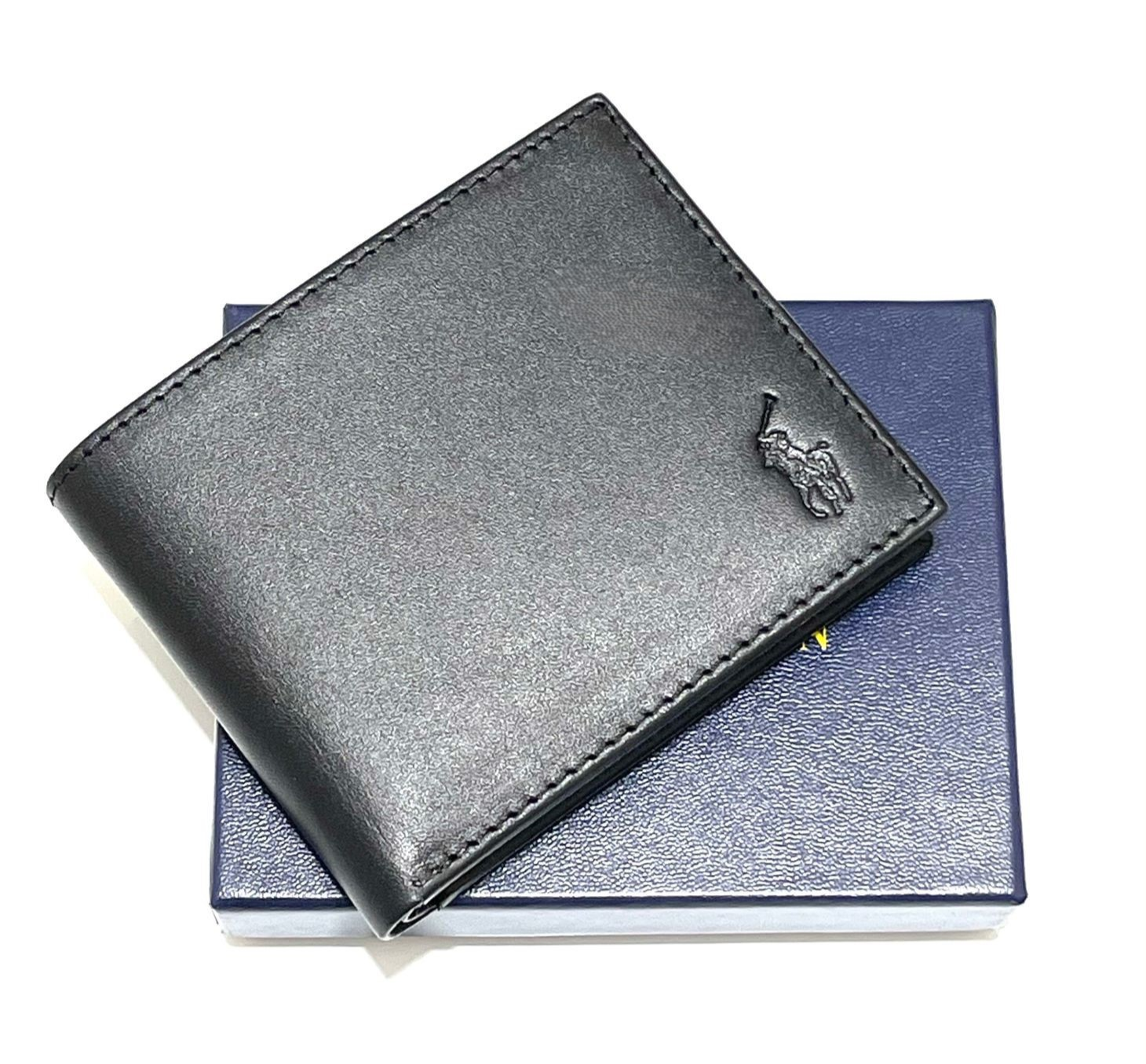 Polo Ralph Lauren  Leather Single Pony Men's Bifold Wallet with Pass_ Case Black