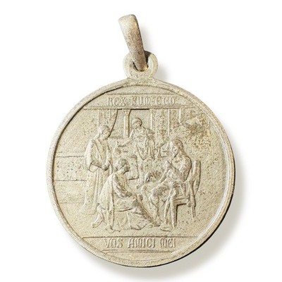 Vintage Last Supper Medal   Italian Silver   Blessed by Pope