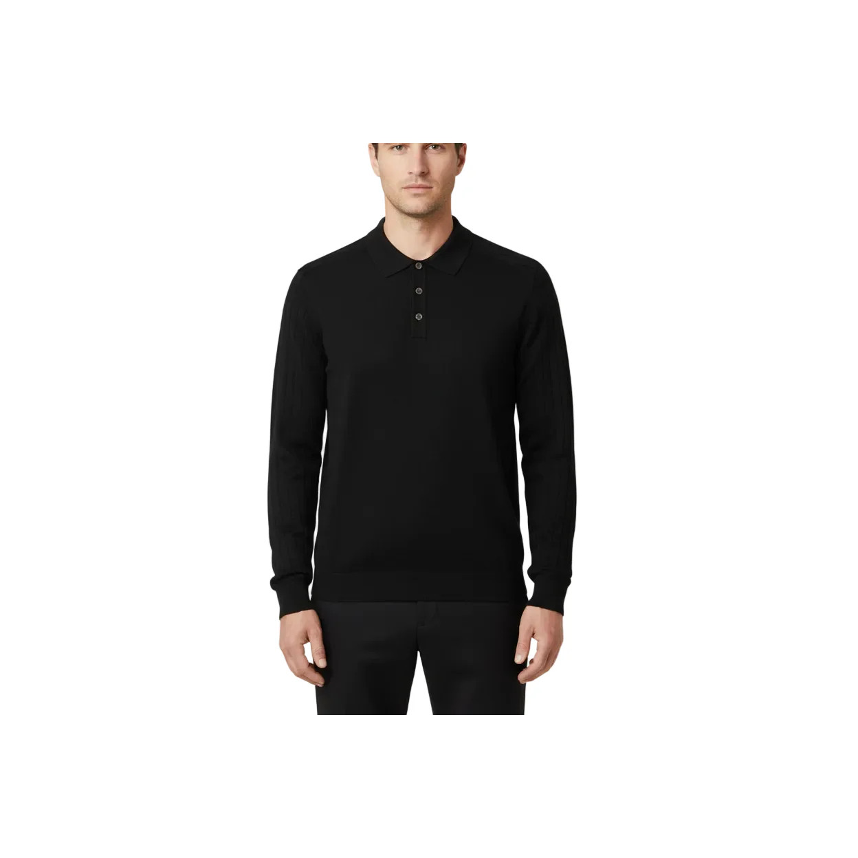 Men's Sweater Knit By BRANGO Turkey Polo Neck Cotton Blend 21228 Black