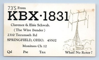QSL Card Schwab Wire Bender No Rotor Antenna Springfield OH VTG Postcard