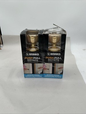 Brinks Polished Brass Finish Interior Locking Door Knob 2 Pack