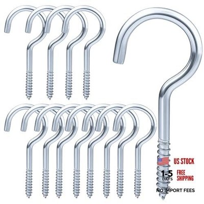 3.2 Inch 304 Stainless Steel Screw Hooks Heavy Duty, 12 Pack Open Loop Ceiling