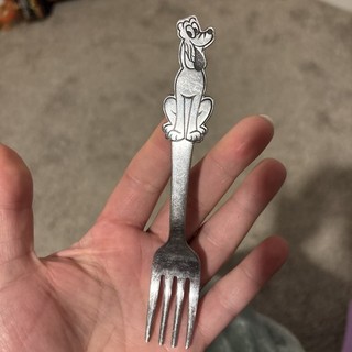 Vintage Walt Disney Pluto Stainless Steel 5½” Child's Fork by Bonny Japan.