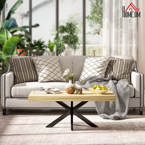 HOMCOM Tavolino da Caffè Stile Industriale in Legno e Acciaio 110x60x45 cm - Foto 2 di 10