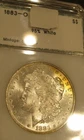 1883 O Morgan silver dollar-BU, PCI 10 digit code, Toned, 95% White, 5115