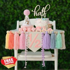 Ereniko Half Birthday Decorations Girl 1/2 Cake Topper Banner 6 Month Pastel