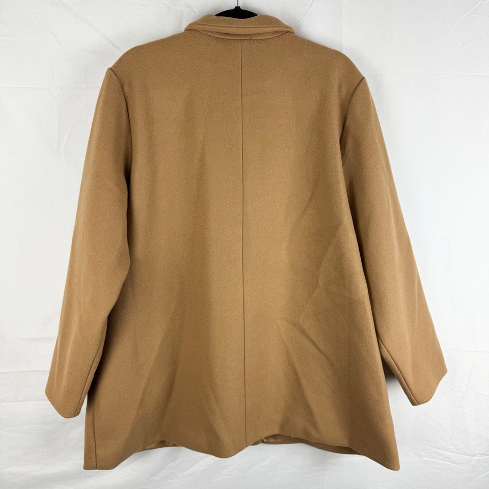 Abrigo Coche Antiguo Azul Marino Camel Tostado Marrón Botón Delantero Talla 2X Bolsillos Academia Foto 2 de 4